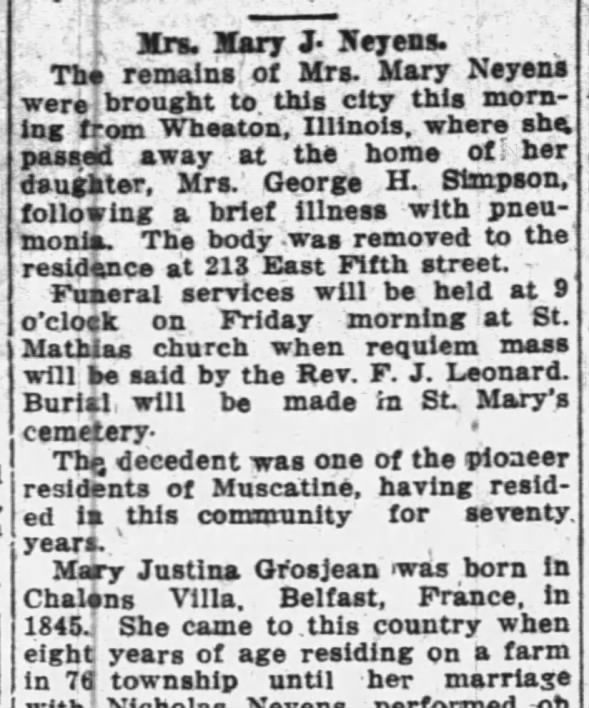 Clipping from The Muscatine Journal